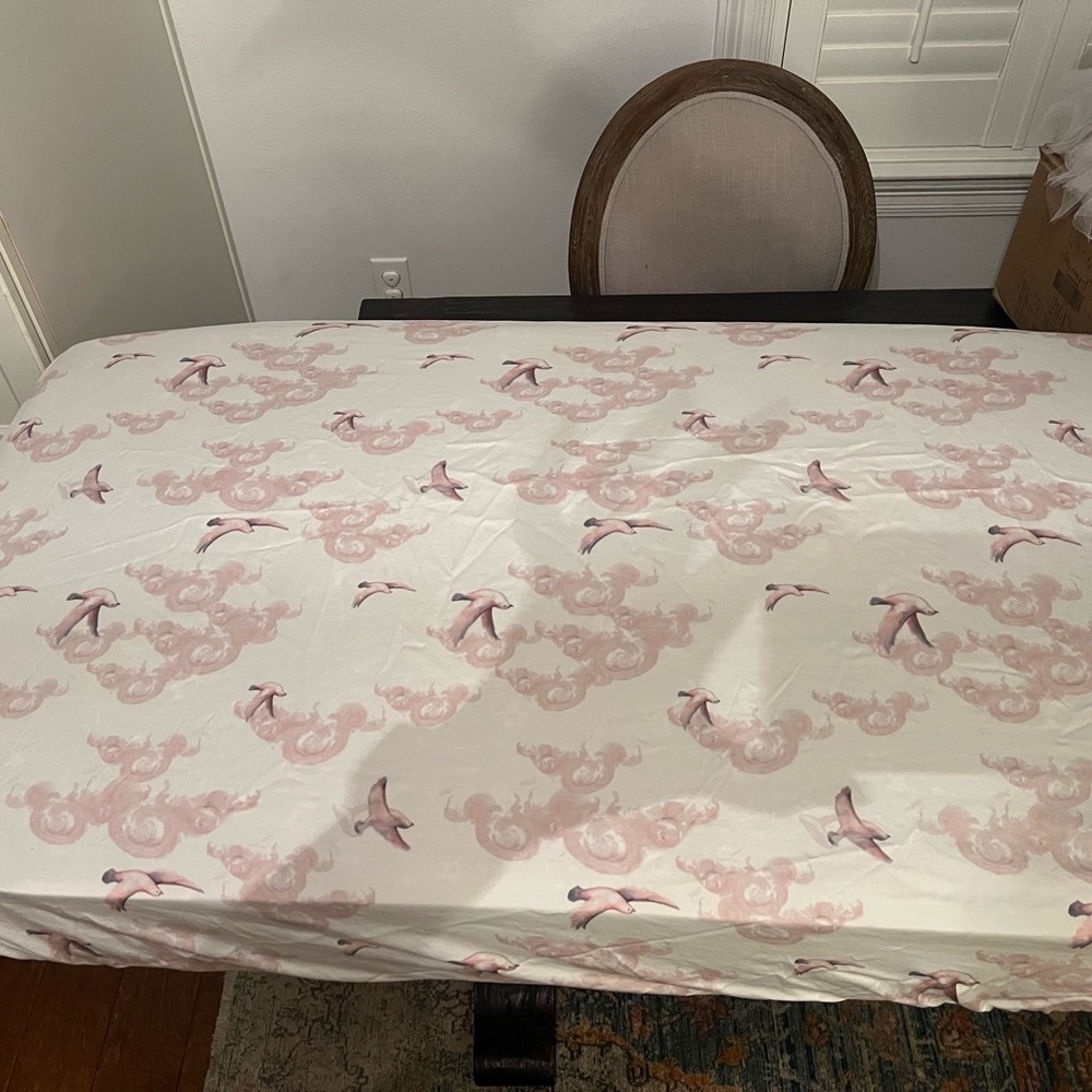 Pink and White Patterned Tablecloth